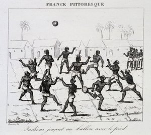 Indios (Sudamérica) jugando a la pelota con el pie de Unknown artist