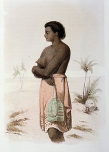 Indígena Tonga de Oceanía - en “Primera circunnavegación sueca” de Skogman Carl Johan Alfred, ed. Estocolmo, Adolf Bonnier