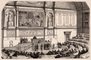 Vista interior de la Asamblea Nacional en una sesión de la Cámara de Diputados, París, Francia de Unknown