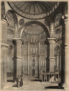 Interior de la Mezquita Azul, Estambul, Turquía - 1838 - grabado de Unknown artist