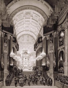 Interior de la Iglesia de los Inválidos durante la Ceremonia Religiosa el 15/12/1840. (Traslado de las cenizas de Napoleón I a los Inválidos) de Unknown artist
