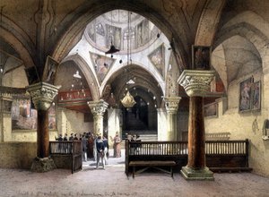 Interior de la capilla de Santa Elena, Jerusalén. Grabado del siglo XIX de Unknown artist