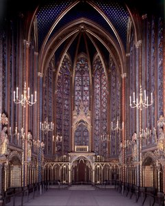 Vista interior de la Sainte Chapelle de París: Capilla Alta, Arquitectura de Unknown artist