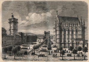 Vista interior del castillo de Vincennes en el siglo XIX - grabado de 1875