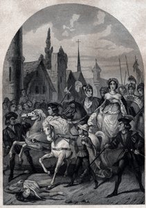 Isabel de Baviera (1371-1435) entrando en París en 1389 - Entrada de la Reina de Francia Isabeau (Isabelle, Elisabeth) de Baviera (1371-1435) a París de Unknown artist