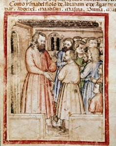 Jacob y sus doce hijos. Miniatura del códice 212 (o códice padovano o Biblia de Padua) 1390-1400 Rovigo, Accademia dei Concordi