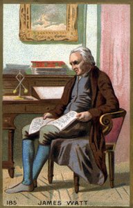 James Watt (1736 -1819) en su oficina. Cromolitografía del siglo XIX