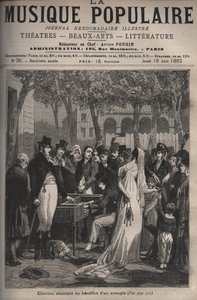 Jean Elleviou, cantante, comediante y libretista francés (1769-1842) cantando en beneficio de un ciego en 1801 en los Campos Elíseos - grabado en 
