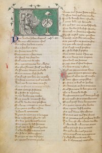 Jean de Meun escribiendo las palabras iniciales de su poema (que comienza en el f. 28), en el Roman de la Rose