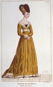 Juana de Borbón (1338-1378). Reina de Francia de 1364 a 1378. Grabado de 1830 de Unknown artist
