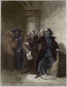 Jerónimo de Praga negándose a abjurar - Jerónimo de Praga (1379-1416) reformador de la iglesia, negándose a retractarse - Grabado en “Fastes Populares, o Historia de los Actos Heroicos del Pueblo y su Influencia en la Ciencia, las Artes, la Industria y la  de Unknown artist