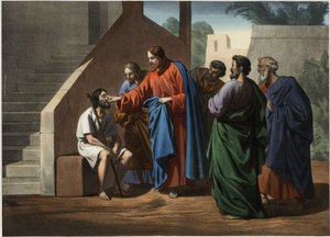 Jesús guerrero el hombre nacido ciego. Grabado anónimo de mediados del siglo XIX. de Unknown artist