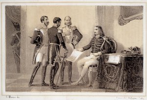 Joachim Murat (1767-1815) presentando a sus generales el programa a los italianos - en “Storia d