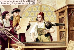 Johannes Gensfleisch Gutenberg (1400-1468). circa 1440. Cromolitografía del siglo XIX de Unknown artist