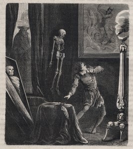 John Chatel (Chastel) (1575-1594) encerrado por los jesuitas en la cámara de meditaciones - antes de su intento de asesinato al rey Enrique IV de Francia el 27 de diciembre de 1594. Grabado de 1879 en “Historia de las sociedades secretas, políticas y relig de Unknown artist