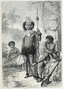Viaje del Capitán James Cook (1728-1779): indígenas de las Islas Marquesas - ilustración tomada de “Los Grandes Navegantes del siglo XVIII” de Unknown artist