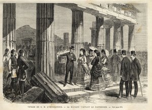 Viaje de la Emperatriz Eugenia a Grecia - Visita del Partenón a Atenas - en 1869 de Unknown artist