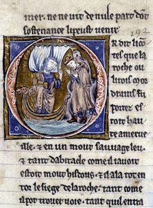 Rey Modreius. Manuscrito: Conquista del Santo Grial, escrito 717 años después de la pasión de nuestro señor. Bibliothèque municipale de Rennes, ms. 255 (Colección de novelas de la Mesa Redonda); París de Unknown artist