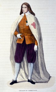 Caballero de la Orden de Avis, orden de caballería portuguesa instituida en 1147 por el rey Alfonso I Henriques para la lucha contra los moros. Grabado del siglo XIX de Unknown artist