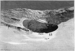La Catástrofe de Saint-Gervais o catástrofe del glaciar de la Tete Rousse (departamento de Haute-Savoie) (12-13 de julio de 1892) - Glaciar de Tette-Rousse - cueva interior y pared de desgarro del glaciar, Grabado en “La Nature” - 20 de agosto de Unknown artist