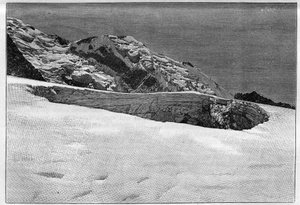 La catástrofe de Saint-Gervais (Saint Gervais) o catástrofe del glaciar de la Tete Rousse (departamento de Alta Saboya) (12-13 de julio de 1892) - Circo de colapso superior, Grabado en “La Nature” - 20 de agosto de Unknown artist
