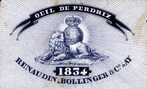 Etiqueta “Ojo de Perdiz - Renaudin, Bollinger & Cie en AY - 1834”. de Unknown artist
