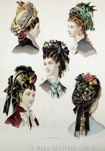 Peinados de damas - grabado, finales del siglo XIX de Unknown artist