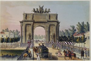El arco triunfal en San Petersburgo (Álbum de Marie Taglioni de Unknown artist