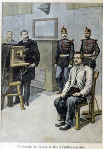 El asesino de Choisy-le-Roi en la antropometría (y M. Alphonse Bertillon) - en "Le Petit Journal", mayo de 1899 de Unknown artist
