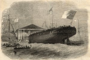 Lanzamiento de la corbeta portuguesa “Sagres” en Limehouse (Londres). Grabado en “The Illustrated London News” del 5 de junio de 1858.
