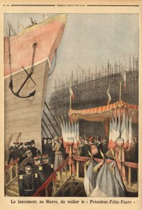 Lanzamiento del velero “Presidente Félix Faure”, el 3 de febrero, en Le Havre, patrocinado por Lucie Faure, la hija del jefe de estado y Louis Brindeau, alcalde de Le Havre; es el primero de una serie de veleros de 4 mástiles que se construirán en Le Havre de Unknown artist