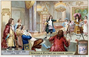 El teatro francés bajo Luis XIV (1638-1715) - Cromolitografía de Liebig de Unknown artist