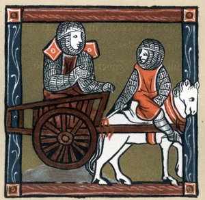 Leyenda Artúrica: Lancelot del lago en la carreta. En "Geschichte der Franzosischen Literatur" de Hermann Suchier de Unknown artist