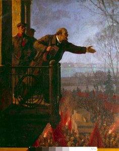 Lenin en el balcón de la casa Csechinskaia por la noche, abril de 1917 (óleo sobre lienzo)