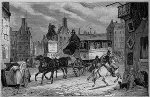 Los Ómnibus de París en el siglo XIX: el triciclo - grabado de 1892 de Unknown artist