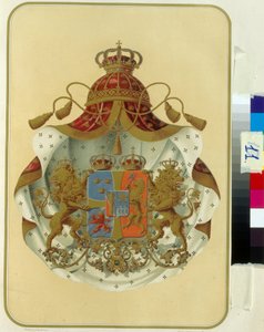 El escudo de armas de los Francmasones de la Gran Logia de Portugal. (El Escudo de Armas de la Gran Logia Masónica de Portugal). Obra anónima, litografía. Biblioteca Estatal Rusa, Moscú. de Unknown artist