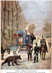 Los campamentos volantes: Censo de gitanos en Francia (Roulotte, bohemios y gendarmes) - en "Le petit journal" del 05/05/1895 de Unknown artist