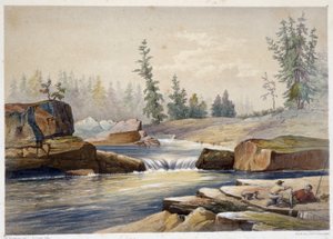 Las cataratas de Papineau - en “Sketches on the nipisaguit a river of New Brunswick in America” de William Hickman, ed. Halifax de Unknown artist