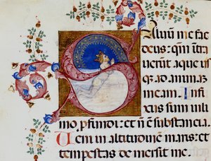 Letra S: David en la Luz Profunda - Antifonario del siglo XV. Biblioteca Municipal de Rimini. de Unknown artist