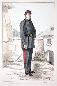 Teniente de los Guardianes de la Paz del Batallón de Versalles (1871-1873). Ilustración de “Histoire du corps des gardiens de la paix” libro publicado bajo los auspicios de Louis Lepine (1846-1933), prefecto de policía de la Seine de Unknown artist