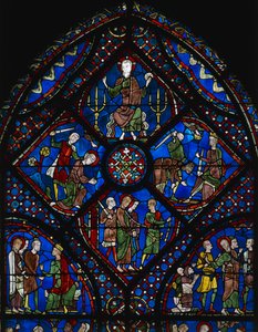 Vida de Santiago el Mayor, sección superior de la ventana, vidriera (siglo XII), Catedral de Chartres (Lista del Patrimonio Mundial de la Unesco) de Unknown artist