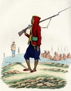 Infantería ligera del Emir Abd-el-Kader, resistencia del ejército francés de África durante la expedición de Argel en 1830. En “Storia d
