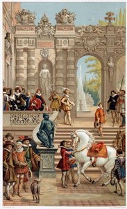Luis XIII en la corte, a la edad de 13 años - en "Siglo XVII - Instituciones: usos y costumbres, Francia 1590-1700" por Paul Lacroix de Unknown artist