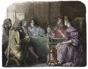 Luis XIV Tramitando Negocios con sus Ministros en los Apartamentos de Madame de Maintenon (grabado)