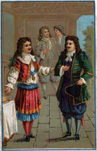 Luis XIV y Molière: Rey Luis XIV (1638-1715) y Jean-Baptiste Poquelin dit Molière (1622-1673) de Unknown artist