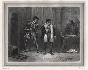 Luis XI prisionero de Carlos el Temerario Duque de Borgoña - Rey de Francia Luis XI (rey 1461-1483) se encuentra con su oponente Carlos el Temerario Duque de Borgoña en 1467-1477 en Péronne en octubre de 1468, período de la Liga del Bien Público - Rey fran de Unknown artist