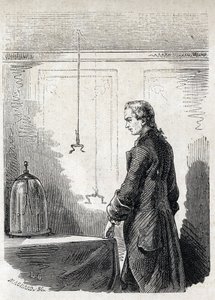 Luigi Galvani causa contracciones en una rana con electricidad de un pararrayos - LUIGI GALVANI (1737-1798) médico y físico italiano. Causa contracciones en una rana con electricidad de una nube de tormenta de Unknown artist