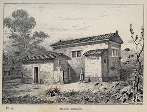 Casa griega - grabado de 1889 en 