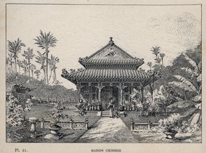 Casa china - grabado de 1889 en 