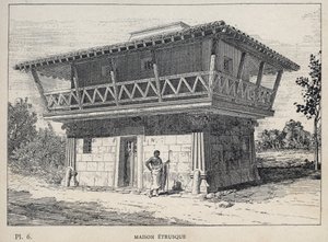 Maison etrusque (Casa etrusca) - grabado de 1889 en “Histoire de l